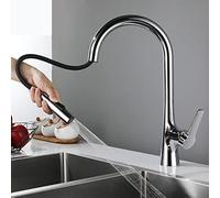 NBYGSC Brass Pull-Down Faucets, for Brushed Chrome Kitchen Hot and Cold Sink Faucet