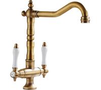 NBYGSC Bronze Kitchen Mixer Tap Double Handle Hot Cold Full Copper Swivel Vegetable & Dishwashing Sink Basin Faucet for Kitchens
