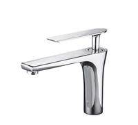 NBYGSC Brushed Gold All Copper Sink Faucet Hot Cold Basin Tap Single Handle Control Luxury Brass for Hotels & Homes Short Silver Finish