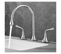 NBYGSC Brushed Gold Black Widespread Faucet Total Brass Hot Cold Water Mixer Basin Sink Tap for Bathroom & Kitchen Decor