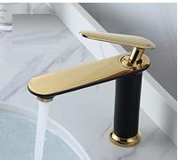 NBYGSC Brushed Gold Full Copper Hot and Cold Water Faucet Household Toilet Wash Basin Nordic Gold Basin Faucet, Black Gold Dwarf Model