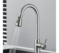 NBYGSC Brushed Nickel Pull out Faucet Swivel Spout Hot & Cold Mixer Tap Deck Mounted Single Hole Kitchen Sink Taps
