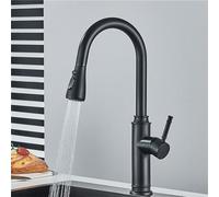 NBYGSC Brushed Nickel Pull out Kitchen Faucet Swivel Spout Hot & Cold Mixer Deck Mounted Single Hole Sink Tap for Kitchens Black Finish