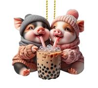 NBYGSC Car Pendant 2D Acrylic | Hog Swing Ornament,Cute Aesthetic Pendant Swing Decoration for Keychain Car Interior Rear View Mirror Wall Window Home Christmas Festive