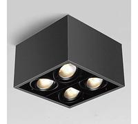 NBYGSC Ceiling Chandelier, Rectangular Swivelling Ceiling Light Aluminium COB Downlight Living Room Metal Hallway Lamp 4 Lights 20W Adjustable Lighting Fixture Black Anti-Glare [Energy Class A+