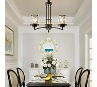 NBYGSC Chandeliers，Stylish and Luxurious Crystal Chandelier, Industrial Pendant Lighting for Luxurious Living Room Dining Room Bedroom Office,Black,6 Head