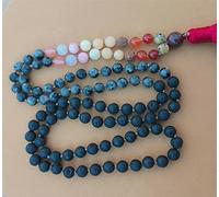 NBYGSC Charm Jewelry 8mm Volcanic Stone 108 Beads Tassel Knotted Necklace Pray Buddhism Meditation Bead#22285