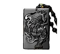 NBYGSC Charm Jewelry Natural Black Obsidian Beads Necklace Hand-Carved Tiger Jade Pendant Fashion Charm Jewellery Amulet Gifts for Men Jewelry