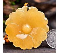 NBYGSC Charm Jewelry Natural China HUANGLONG Jade Hua Kai Fu GUI Peony Flower Pendant Women Style Large Sweater Chain Necklace Fine Jewelry