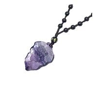 NBYGSC Charm Jewelry Natural Color Fluorite Pendant One Night Rich Crystal Stone Leaf Pendant Men and Women Couple Models Crystal Necklace Car Hanging