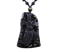NBYGSC Charm Jewelry Natural Obsidian Pendant Wucai Shen Guan Gong Pendant Yiqi Guan Yu Guan Erye Necklace Men and Women Lucky Evil