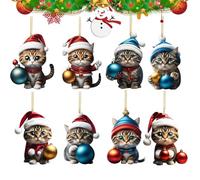 NBYGSC Christmas Animal Decorations - Cute Cat Ornament, Acrylic Flat Tree Pendant, Creative Holiday Decoration For Car Home Office | Festive Animal Hanging Accessory For Christmas Tree | Adorable