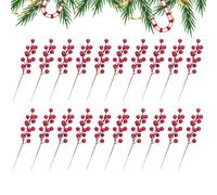 NBYGSC Christmas Berries Stems - 20cm/7.8inch Artificial Holly Berries, 20x Fake Burgundy Berry Picks Stem, Holly Berries Branches for Christmas Tree Decoration Craft Wedding Holiday Season Winter