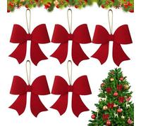 NBYGSC Christmas Bow - Non-Woven Christmas Decoration with Red Bow, Red Velvet Bows with Twist Ties for Christmas, Red Christmas Wreath Bows, Decorative Ribbons, Pack of 8 Red Glitter Foam Bows