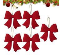 NBYGSC Christmas Bow - Non-Woven Red Bow Christmas Decor, Bows with Twist Ties for Christmas, Christmas Red Wreath Bows Decorative Ties, 8 Red Glitter Foam Bows, Ornaments for Tree Wreaths