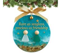 NBYGSC Christmas Friendship Ornaments - Friendship Ceramic Pendant - Timeless Round Christmas Friend Pendants - for Thanksgiving Birthday Party Holiday Porch Winter College Sister Partners