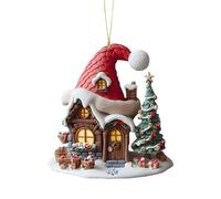 NBYGSC Christmas Ornaments - Acrylic 2D House Car Pendant Charm, Festive Decoration For Sedan Pickup SUV Vehicle Dashboard Window Kitchen Fireplace Office Backpack Holiday Party Accessories