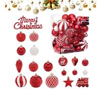 NBYGSC Christmas Ornaments Set - 65 Pieces Shatterproof Balls Decoration, Red and White Holiday Tree Hanging Baubles, Festive Winter Party Decor for Wedding Engagement Event Wreath Window Display