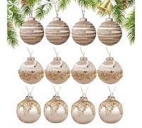 NBYGSC Christmas Tree Ornaments - 12 Pieces Festive Christmas Ornaments, Elegant Soft Hanging Baubles, Seasonal Decoration for Trees Wreaths Garlands | Holiday Ornament Set for Party Celebration I