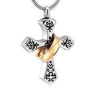 NBYGSC Collar Cross Cremation Jewellery For Men Keepsake Urn Pendant For Memorial Ashes Necklace