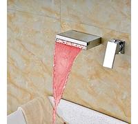 NBYGSC Color Changing Kitchen Tap Single Handle Wall Mounted Sink Faucet Hot Cold Mixer Light Yellow Clear - Stylish Bathroom Vanity Accessory