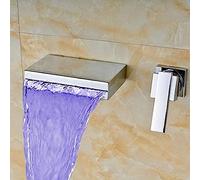 NBYGSC Color Changing Kitchen Taps Single Handle Wall Mounted Bathroom Sink Faucet, Hot Cold Mixer, Light Yellow & Clear, Vanity Tap for Stylish Bathrooms