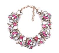 NBYGSC Colorful Beaded Necklace For Women and Girls, Costume Jewellery Vintage Elegant Black Crystal Rhinestone Choker Chunky Statement Necklace, Bib Necklace For Women