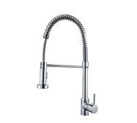 NBYGSC Commercial Solid Brass with Pull Down Sprayer Spring, Stainless Steel Brushed Nickel Handle Single Hole Faucet for Kitchen RV Bar Sink