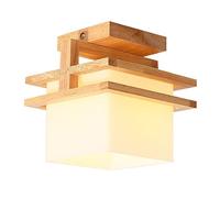 NBYGSC Creative Wooden Semi-recessed Ceiling Light, Corridor Decorative Chandelier,with Glass Lampshade, Chinese Style Indoor Close To Ceiling Lighting Fixtures, For Living Room,Bedroom