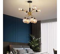 NBYGSC Crystal Chandeliercreativity Chandeliers Lighting,Iron Semi-Flush Mount Ceiling Lights Fixtures for Living Room Dining Room Bedroom Glass Pendant Lights,Amber Lampshade,16Light