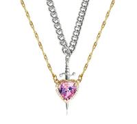 NBYGSC Crystal Heart and Swords Zircon Pendant Necklace for Women Men Adjustable Neckchain/Chain Choker Heart-Pierced by an Arrow Couple Pendant Necklace),additionalWeblabs:(: