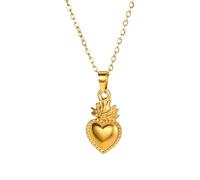 NBYGSC Crystal Zircon Sacred Heart Necklace For Women Men, Vintage Aesthetic Sacred Heart of Jesus Necklace - Red CZ Sacred Heart Pendant, Jesus Heart Necklace For Christmas Birthday