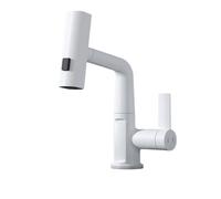 NBYGSC Digital Display Kitchen Faucet Pull Down Waterfall Basin Mixer Tap with Hot & Cold Stream Sprayer for Bathroom Bar Farmhouse Laundry Stylish White