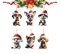 NBYGSC Dog Tree Ornaments - Flat 2D Acrylic Dog Car Interior Ornament, Animal Charm for Puppy Lovers Christmas Tree Wall Car Rearview Mirror Home Window Party Holiday Decor