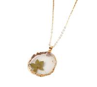 NBYGSC Dried Pressed Flowers For Women and Girls, Dried Flowers Irregular Circle Pendant Necklace Preserved Fresh Flower, Forget Me Not Necklace, Pressed Flower Jewelry