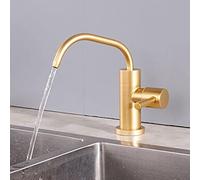 NBYGSC Drinking Purifier Faucet Stainless Steel Cold Only Single Hole Kitchen Water Filter Faucet-White(Brushed Gold)