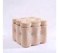 NBYGSC European Style Ottoman Pouffe Footstool with Storage Wooden Square Foot Stool for Living Room Bedroom Study Small Bench 11.41In High Beige Color