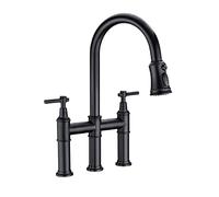 NBYGSC Faucet, Commercial Stainless Steel Double Handle out Kitchen Faucets Matte Black with Pull Down Sprayer for Farmhouse RV Utility Bar Laundry Sinks