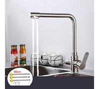 NBYGSC Faucet Way Filter Tap 304 Stainless Steel Hot and Cold Sink Double Outlet Direct Drinking Water Purifier Kitchen Faucet-A(E)
