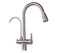 NBYGSC Faucet Ways with Pull-out Brushed Stainless Steel Swiveling Drinking Mixer Faucets Kitchen 1 Hot and Cold Water Shower Head