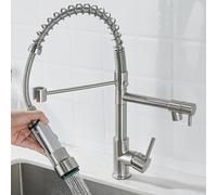 NBYGSC Faucets Brass Spring Faucet Hot and Cold Water Swivel Pull out Kitchen Sink Faucet-Black(Brushed)