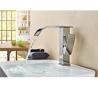 NBYGSC Faucets Chrome Bathroom Faucet Single Handle Waterfall Basin Mixers Brass Hot Cold Mixer-Short Style,High Style,Sink Faucet(Short Style)