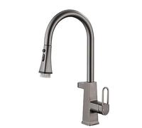 NBYGSC Faucets Down Sprayer, Brass Bar Sink Faucet Hole, Single Handle Pull out Kitchen Mixer Tap with Magnetic Docking Spray Head (White)