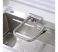 NBYGSC Faucets Folding Inside Window 3 Modes Hot and Cold Water Stainless Steel Kitchen Sink Mixer Faucet Folding-Brushed