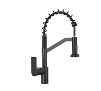 NBYGSC Faucets, Matte Black Pull Down Sprayer Spring Kitchen Sink Faucet, Commercial Solid Brass Handle Single Lever