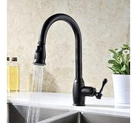 NBYGSC Faucets Pull Down Sprayer, Brass Rotating Faucet for Kitchen with Hot and Cold Sink Faucet,Black
