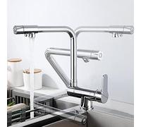 NBYGSC Faucets Way Brass Mixer Folding Inside Window Hot and Cold Water Rotation Kitchen Sink Faucet 3 in 1-Black B(Chrome A)
