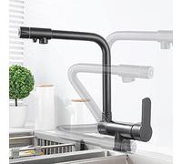 NBYGSC Faucets Way Brass Mixer Folding Inside Window Hot and Cold Water Rotation Kitchen Sink Faucet 3 in 1-Black B(Black A)