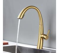 NBYGSC Faucets with Spray, Sink Faucet Stainless Steel Swivel Telescopic Single Handle Pull out Kitchen Mixer Faucet-Brushed Gold