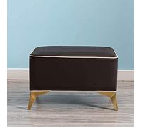 NBYGSC Faux Leather Rectangle Bench with Metal Legs Upholstered Foot Stool for Dressing Table Bedroom & Office Stylish Brown 60x40x40cm